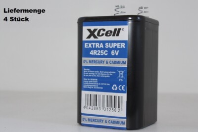 4 x Xcell Federbatterie Blockbatterie EXTRA Super 4R25C 6V/9500mAh