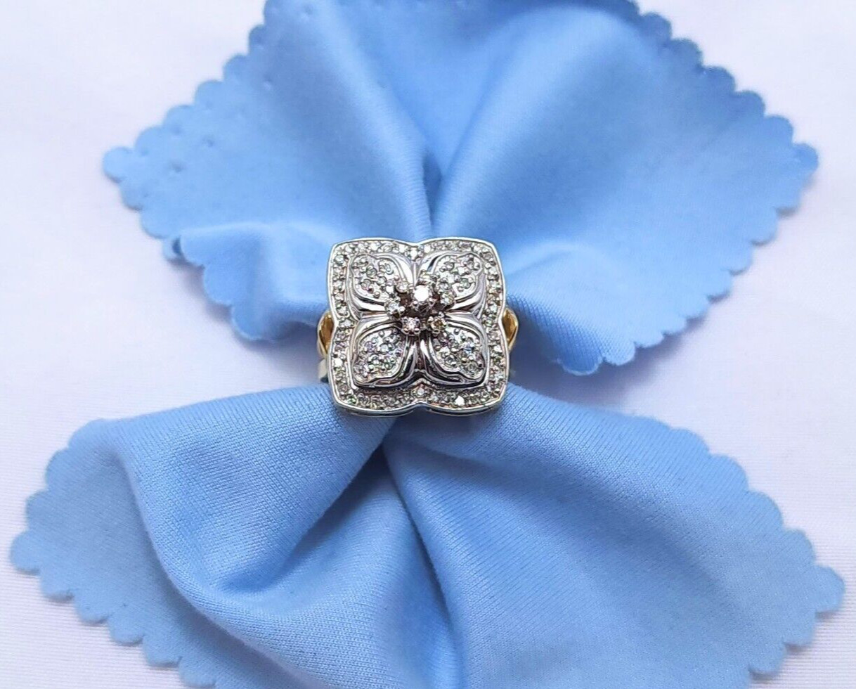 14K Solid Two Tone Multi Color Gold Designer Flow… - image 1