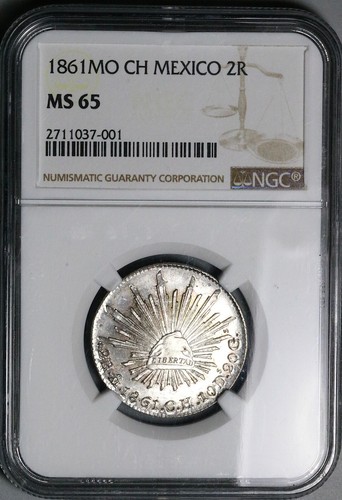 1861-Mo NGC MS 65 Mexico 2 Reales Silber PP wie Silbermünze (18070501D) - Bild 5 von 6