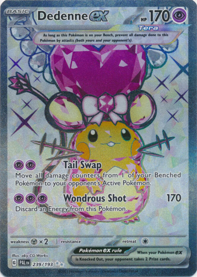 1x Dedenne ex - 239/193 - Ultra Rare NM-Mint Pokemon SV02 - Paldea Evolved