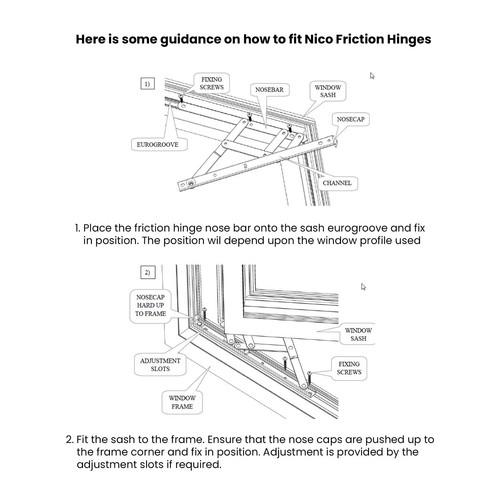 uPVC Window Hinges Friction Stays Side Hung Egress Fire Escape 12" 16" (1 Pair) - Picture 3 of 3