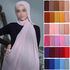 Premium Chiffon Scarf Solid Muslim Women Hijab Headscarves Islamic Long Shawls