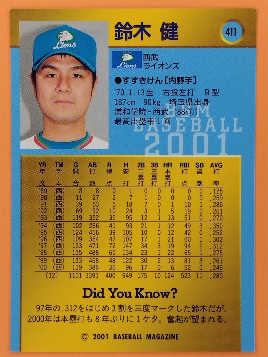 a+u 2001年 11冊セット Ken Suzuki 2001 BASEBALL MAGAZINE Japan League Card Cards Japanese