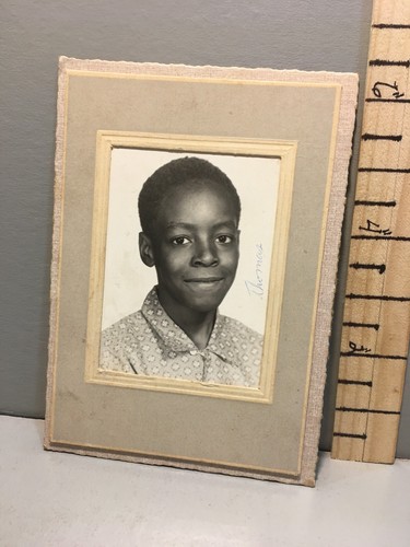 Vtg Photo 40's African American Teen Boy Matted School Picture "Thomas" r