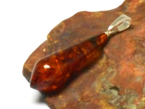 AMBER Sterling Silver 925 Gemstone Pendant - Picture 4 of 5