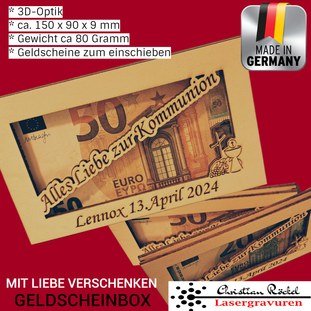 Geschenkbox für Geldscheine Holz Geldgeschenk Schenken Kommunion Konfirmation
