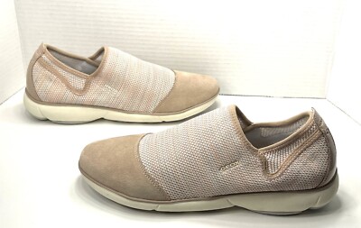 GEOX Pink Suede Slip On Sneakers Knit Casual Shoes Women's