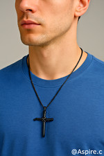 Black Cross Pendant Necklace  Nail Cross Necklace  Unisex Nail Necklace Cross
