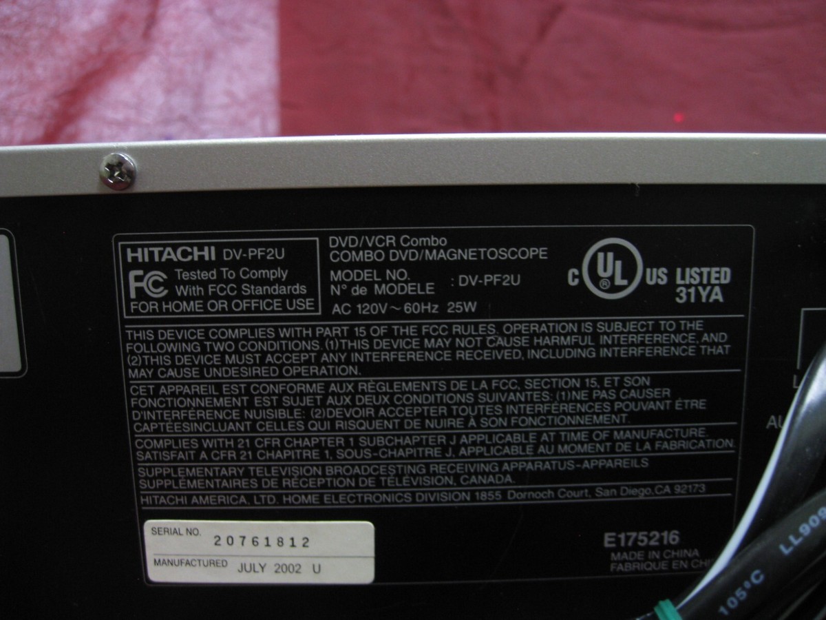 HITACHI DV-PF2U DVD PLAYER/VHS VCR combo W/ REMOTE | eBay