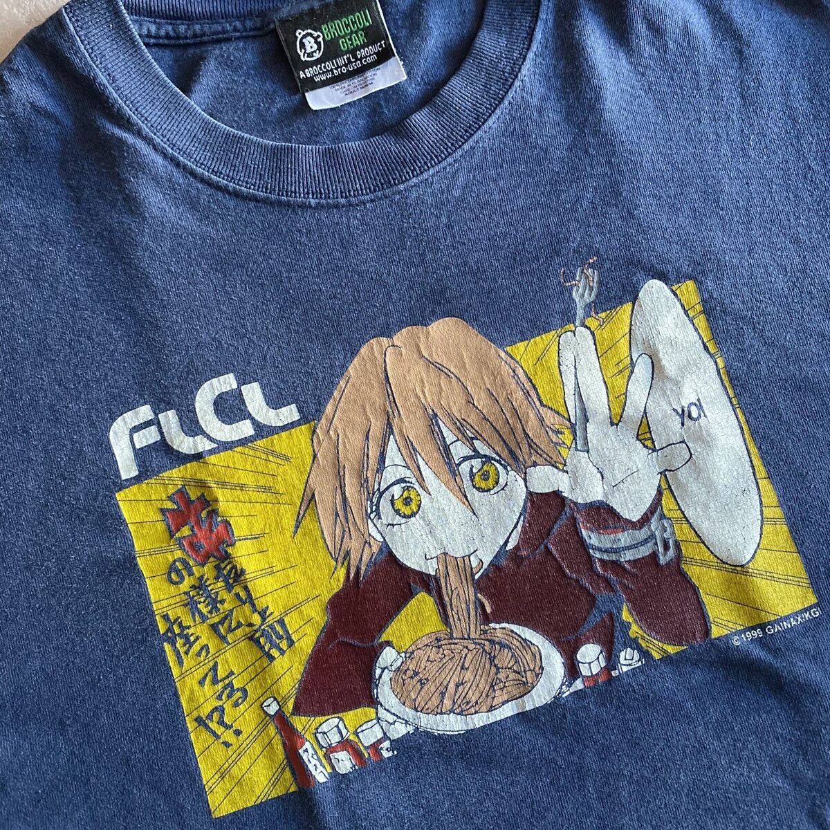 VTG FLCL Fooly Cooly Sz M T-Shirt Blue Broccoli ANIME RARE VTG FLCL Fooly Cooly Sz M T-Shirt Blue Broccoli ANIME RARE