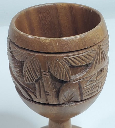 Wood Chalice Goblet Tiki Hut Medieval 6” Tall 3” Wide Wine Cup Philippines - Picture 9 of 12