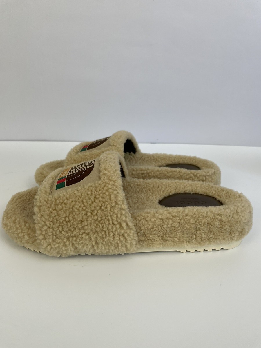GUCCI X THE NORTH FACE 679948 Shearling Slides Sandals