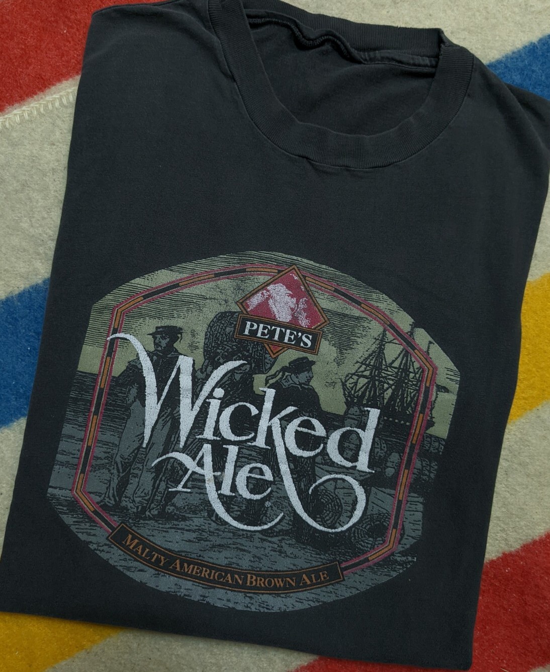 VTG 90s Pete's Wicked Ale Malt Liquor Alcohol Logo Fa… Gem