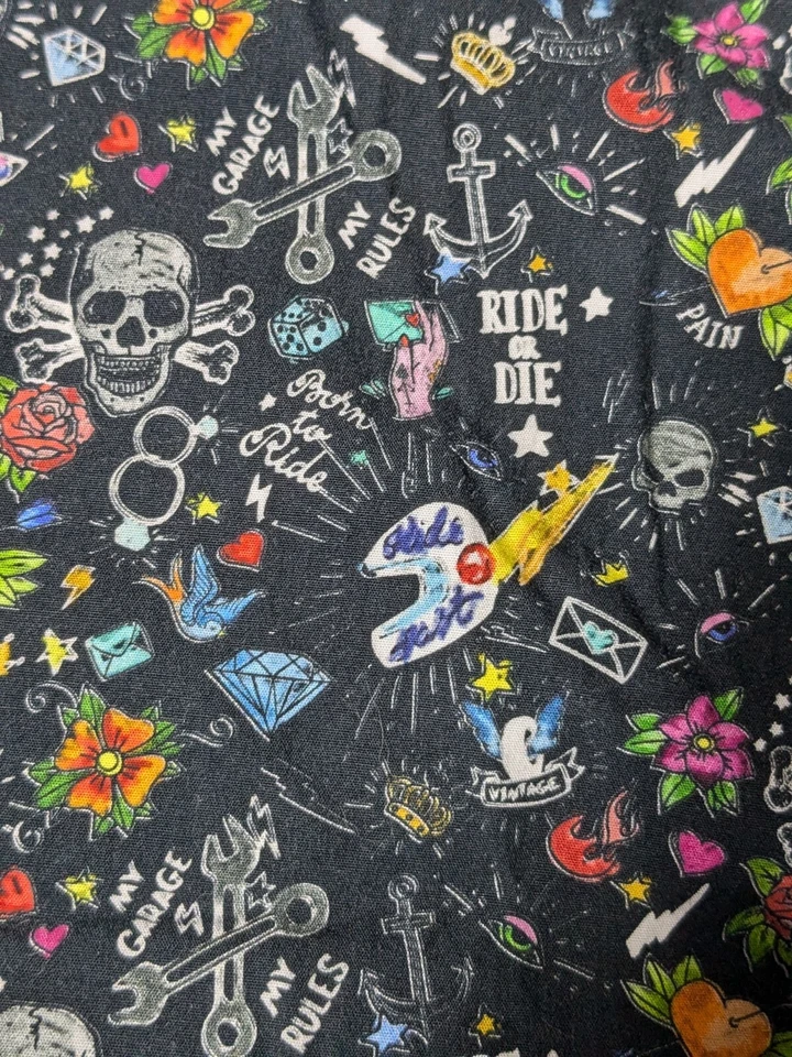 Camisa JARED LANG AFTER HOURS Hombre Mediana Negra RIDE OR DIE MY GARAGE MT RULES AOP Foto 3 de 4