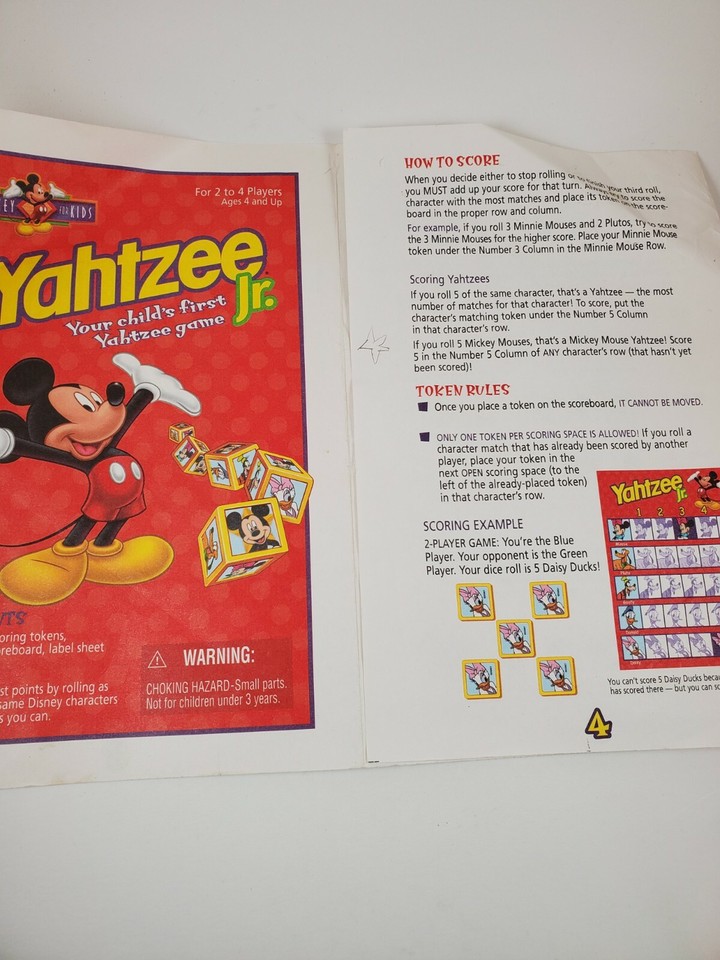 Vintage Disney Mickey Mouse Yahtzee JR Only Box Instructions ONLY EBay vintage-disney-mickey-mouse-yahtzee-jr-only-box-instructions-only-ebay