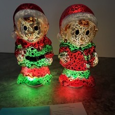 2pc Santa s Elf Candy Cane Lighted Mercury Gl...