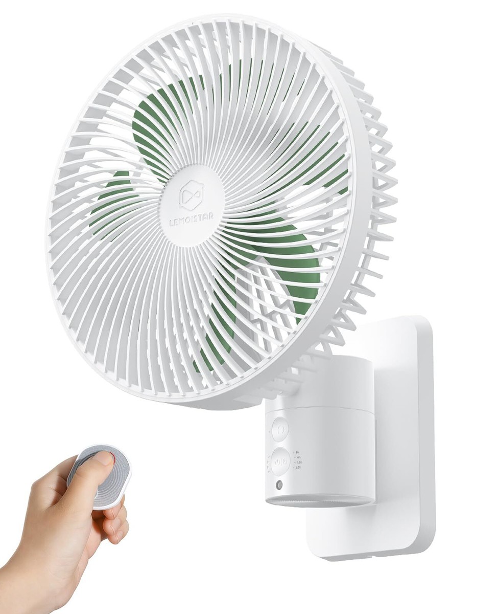 Quiet Wall Mount Oscillation Fan with Remote and Timer,8.5