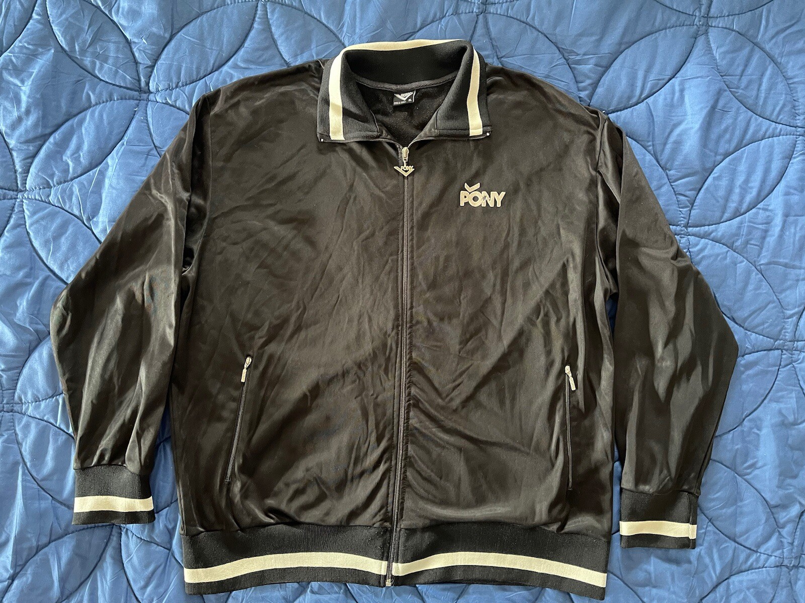 Pony Giacca da pista vintage Warmup (uomo XL; bianco e nero)