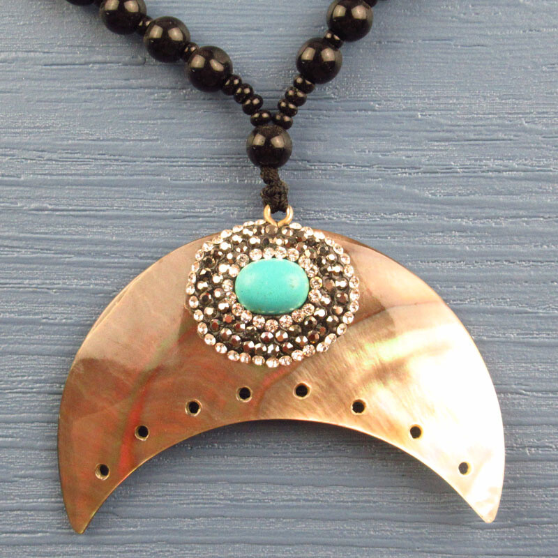 Rainbow Moon Snail Seashell Moon Necklace Natural Gray Shell Moon