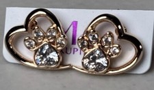 Pet Lovers Cute Earrings Heart With Paw Gold Plated Hypoallergenic