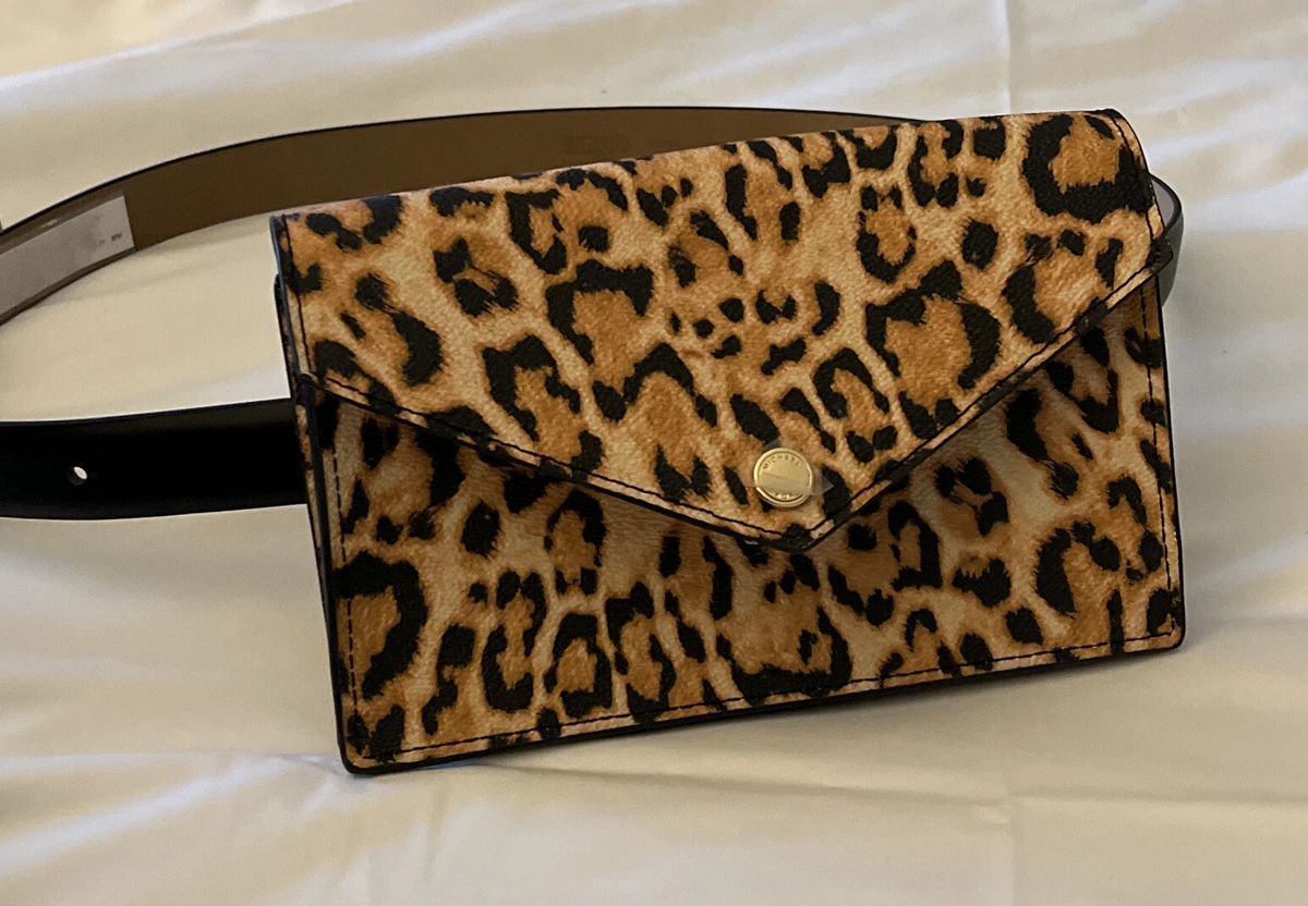 Leopard clutch leather wristlet, brown leopard wristlet, black