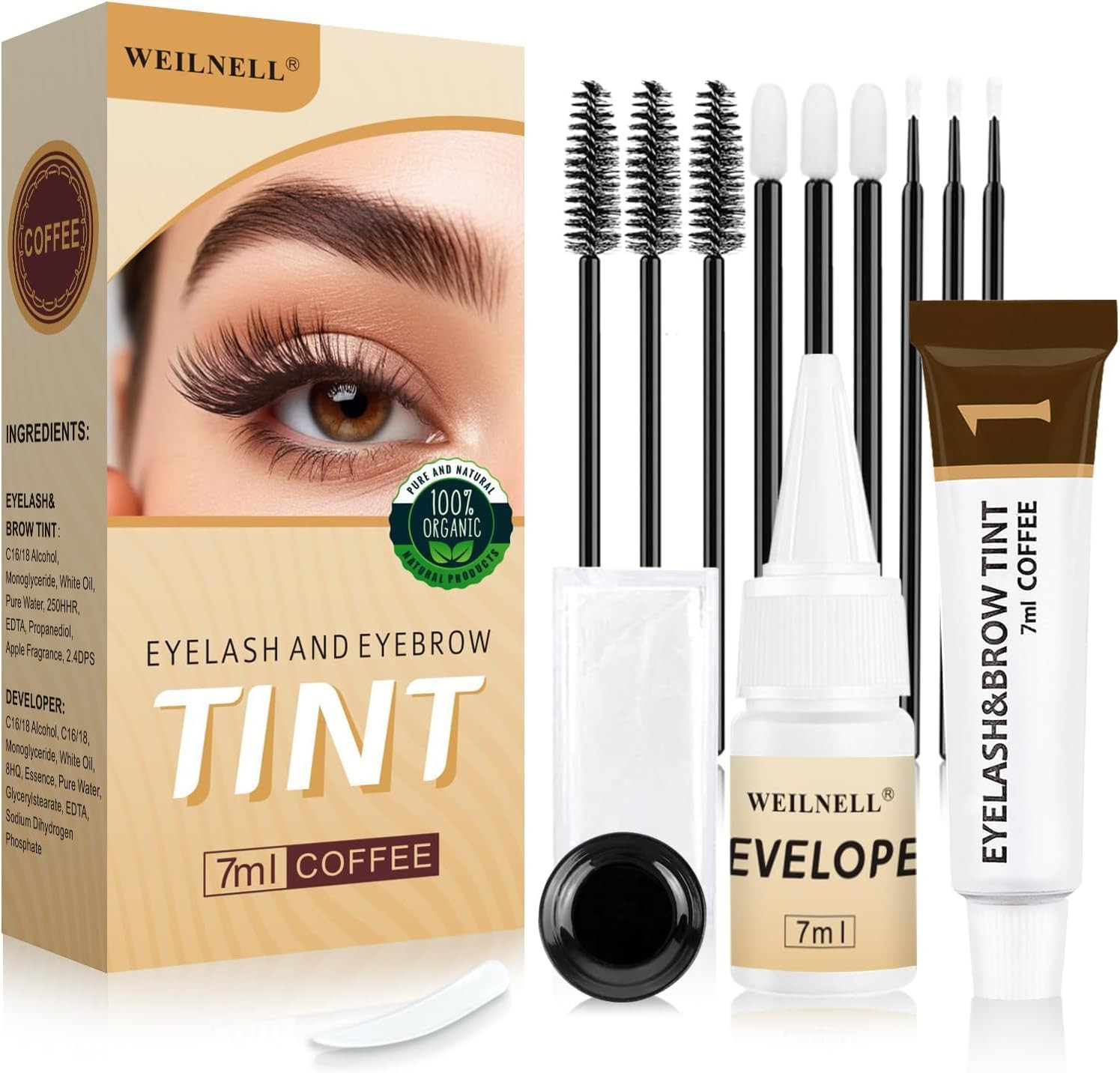 Eyelash & Eyebrow Tint Kit, Professional Instant Lash & Brow Dye Kit, Easy to Us