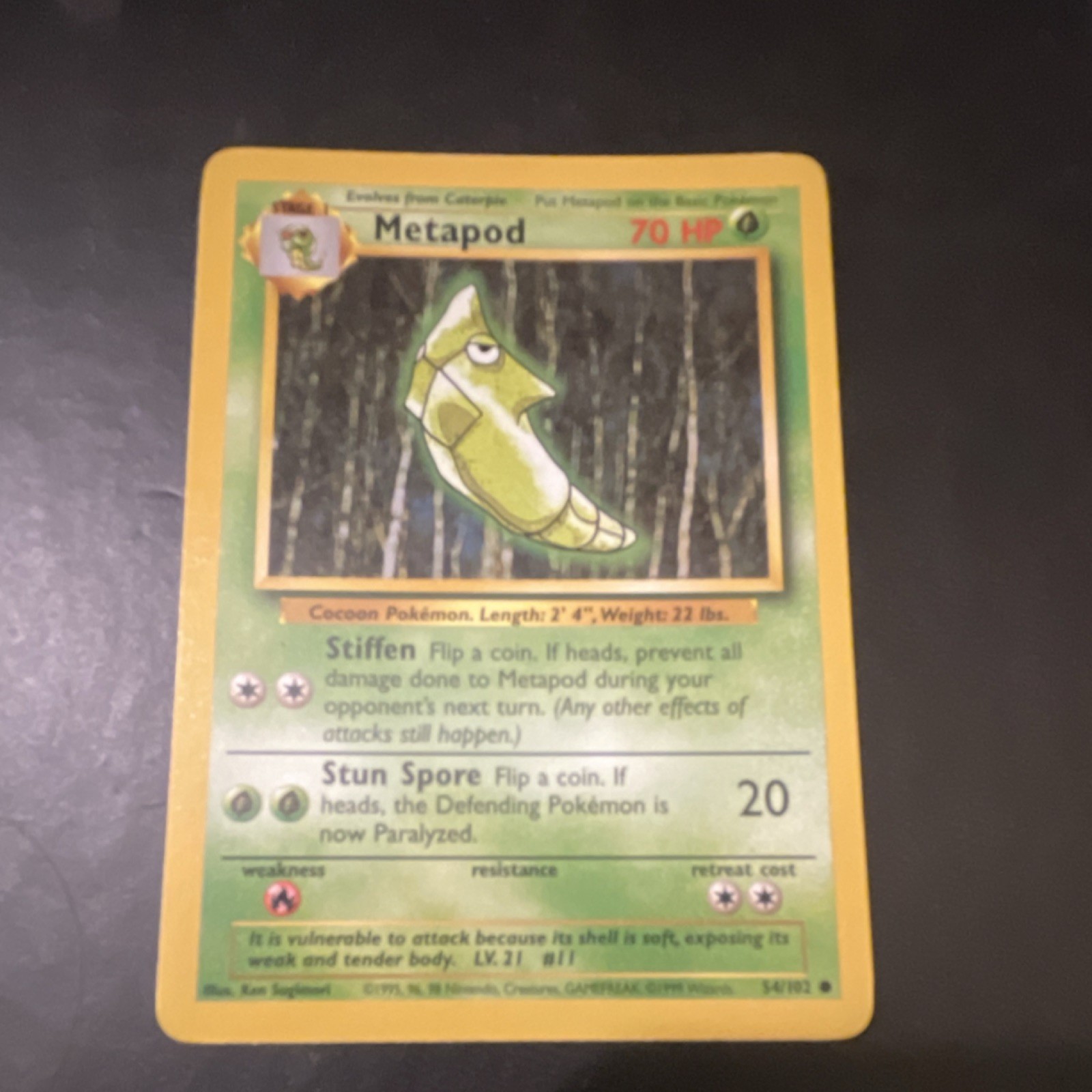 Pokémon TCG Base Set Metapod Regular Unlimited Common Card 54/102 NM