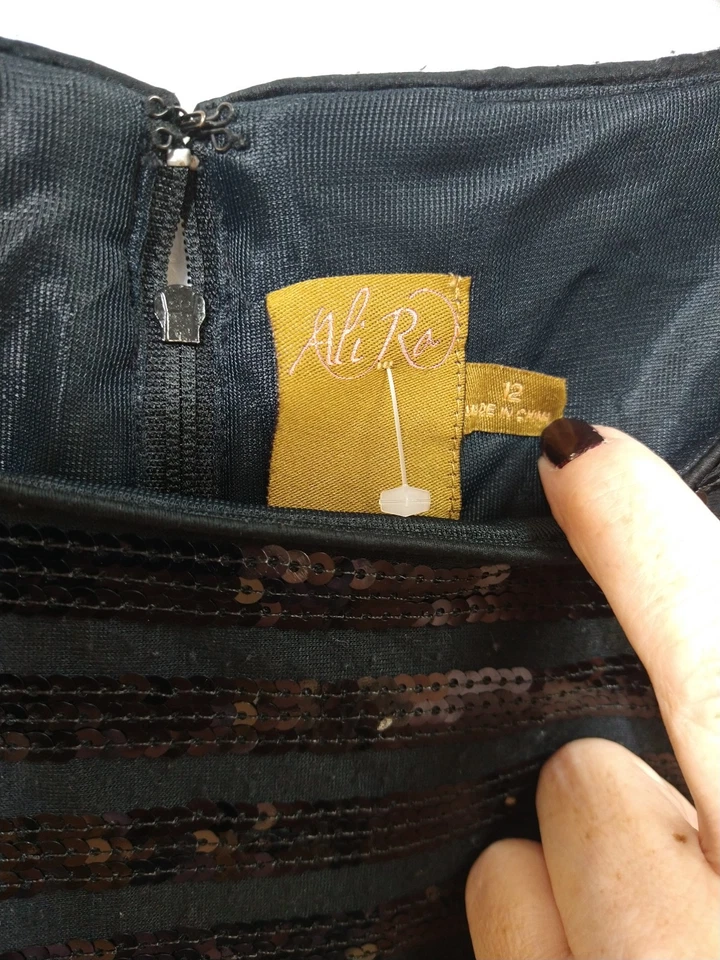 Vestido de lentejuelas Ali Ro negro para ocasión especial todo el año, vacaciones, fiesta talla 12 Foto 4 de 4