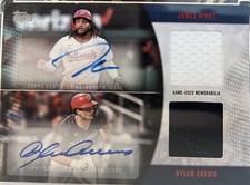 2025 Topps Dual Autograph Relic James Woods and Dylan Crews 20/50 #MLMDA-WOC