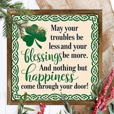 St Patricks Day Wooden Plaque Irish Blessing Clover Knotwork for Irish Decor