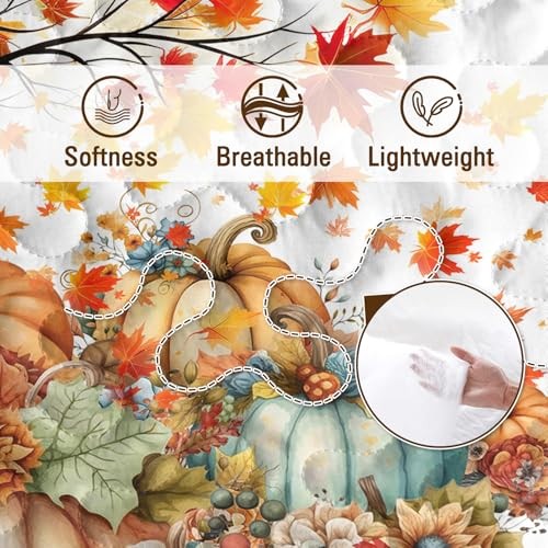  Herbst Bettwäsche Steppdecke: weiche leichte Herbst Bettdecke Set Queen Kürbis Blume - Bild 6 von 8