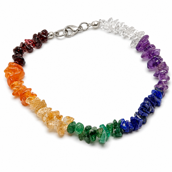 7 Chakra Armband Kristall Chip Heilung Edelstein Reiki Energie Balance Yoga &...-image