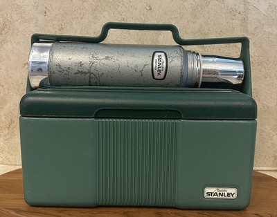 Vintage Stanley Aladdin Green Lunch Box Cooler & Quart Thermos USA Camping Set