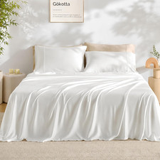 King Size Bamboo Rayon Bed Sheets 4 Piece Set Cooling Silky Soft Deep Pocket