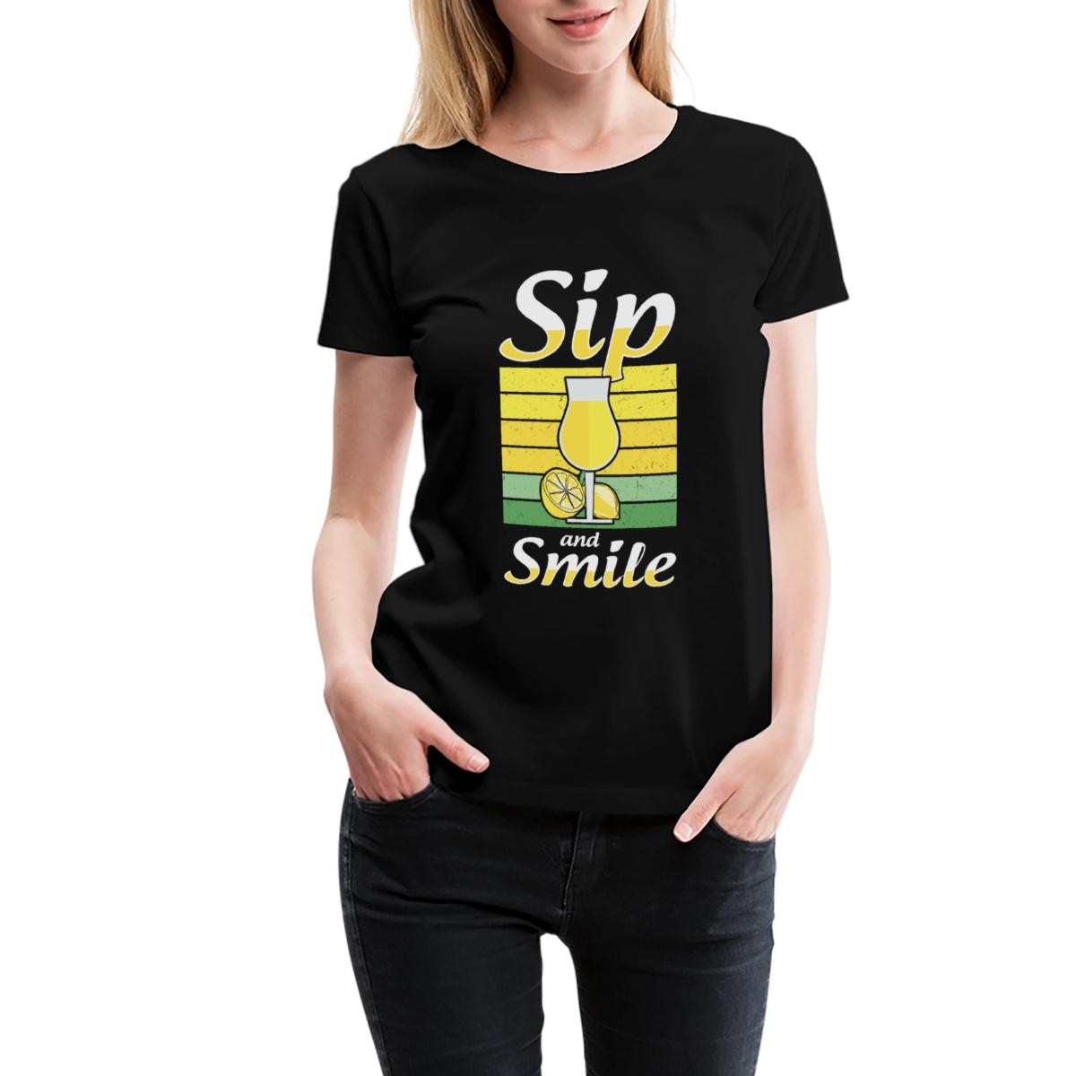 ALTRA T shirt donna Sip And Smile limoni look retrò premium biologica