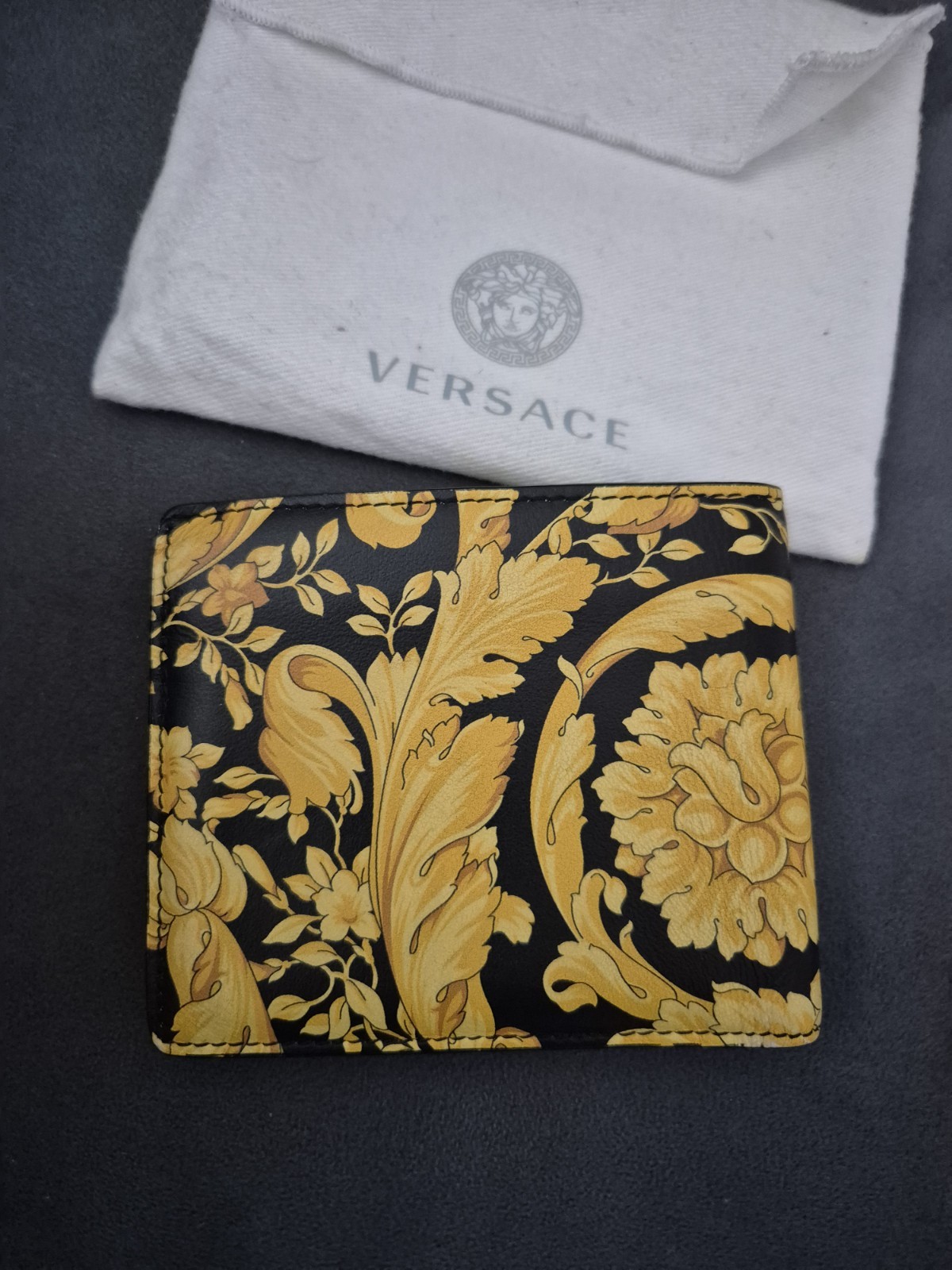 Official Authentic Versace Baroque Gold Black Medusa Wallet Mens