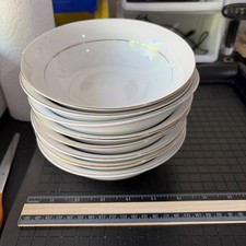 Set Of 8 Gibson Elite Gold Ring Accent Soup B...