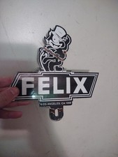 Vintage Rare Felix Chevrolet Sign Topper - Porcelain Ad License Plate Topper Vintage Rare Felix Chevrolet Sign Topper - Porcelain Ad License Plate Topper