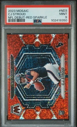 2023 Panini Mosaic - Nfl Debut C.J. Stroud #ND-3 Red Sparkle Prizm PSA 9 (RC)