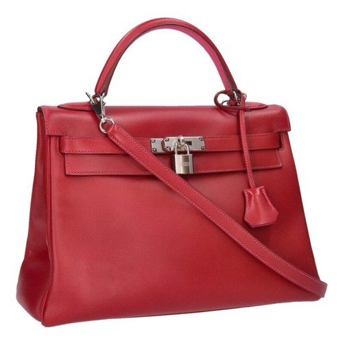 Hermes Kelly 32 O Engraved SV Hd  Calf Leather Handbag  928292