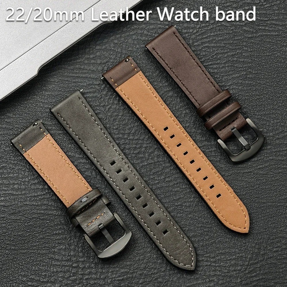 Universal Crazy Cowhide Watch Strap Quick Release Genuine Leather Band 14mm-24mm