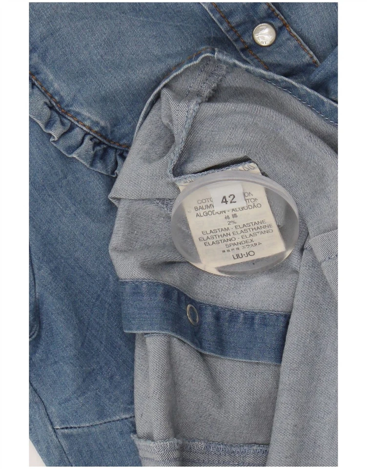 Camisa vaquera manga corta LIU JO para mujer IT 42 algodón azul medio DF23 Foto 3 de 3