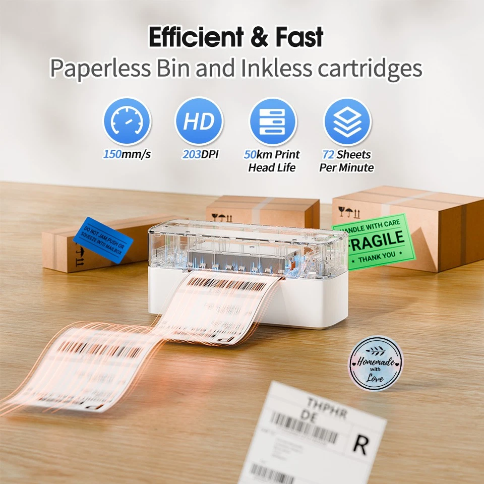 Phomemo Thermo Etikettendrucker 241 Bluetooth+USB 4x6 Versandetikettendrucker - Bild 2 von 4