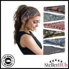 6 Boho Headbands Women Wide Hair Bands Yoga Workout Gym Makeup Non Slip Stretchy
