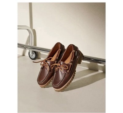 Sebago Brown Leather Boat Shoes Slip Resistant Comfort Rugged Sole Men
