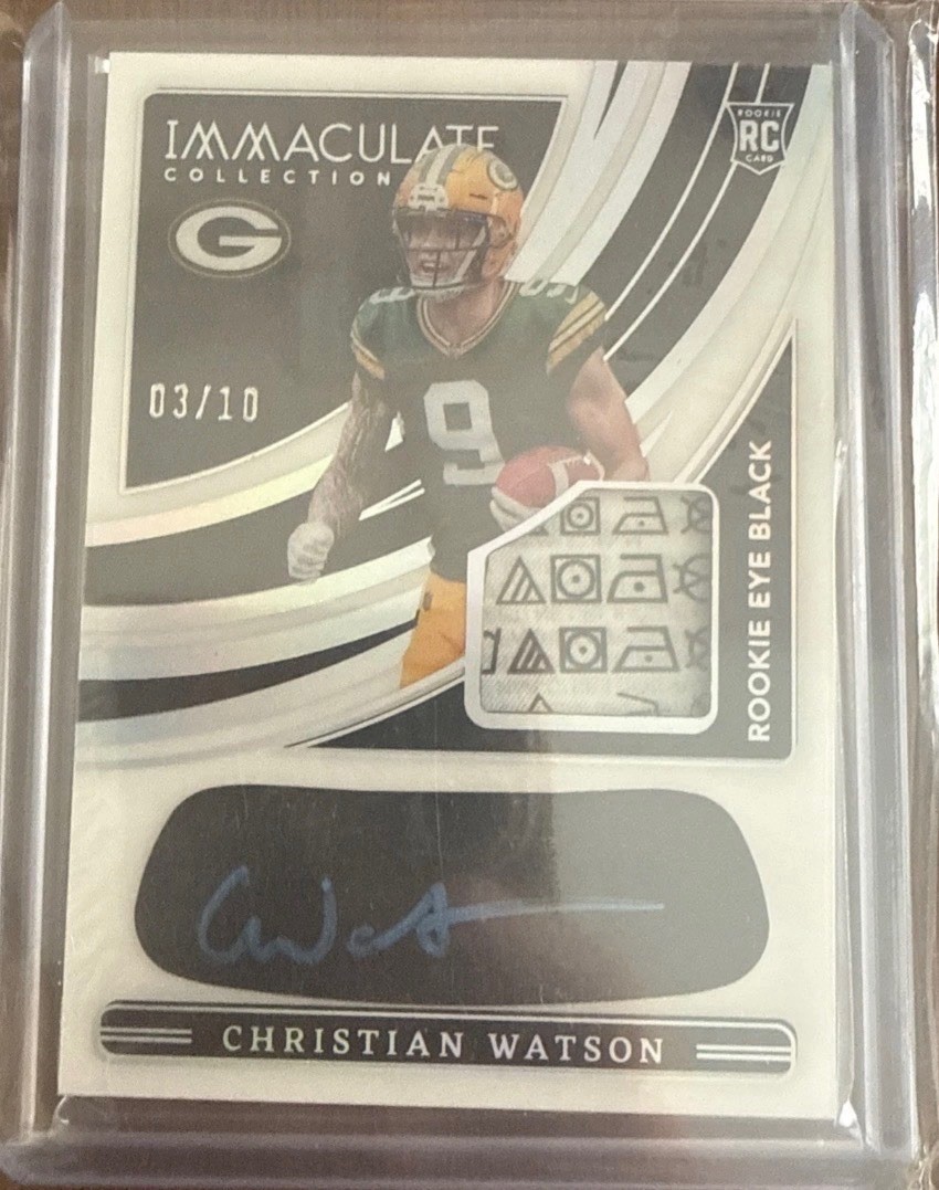 2022 Immaculate-Christian Watson #REB-CWA Rookie Eye Black /10 Packers RC Auto view 1