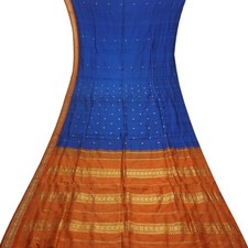 Vintage Blue Sarees 100 Pure Kanjivaram Silk Zari Handwoven Sari 5YD Fabric