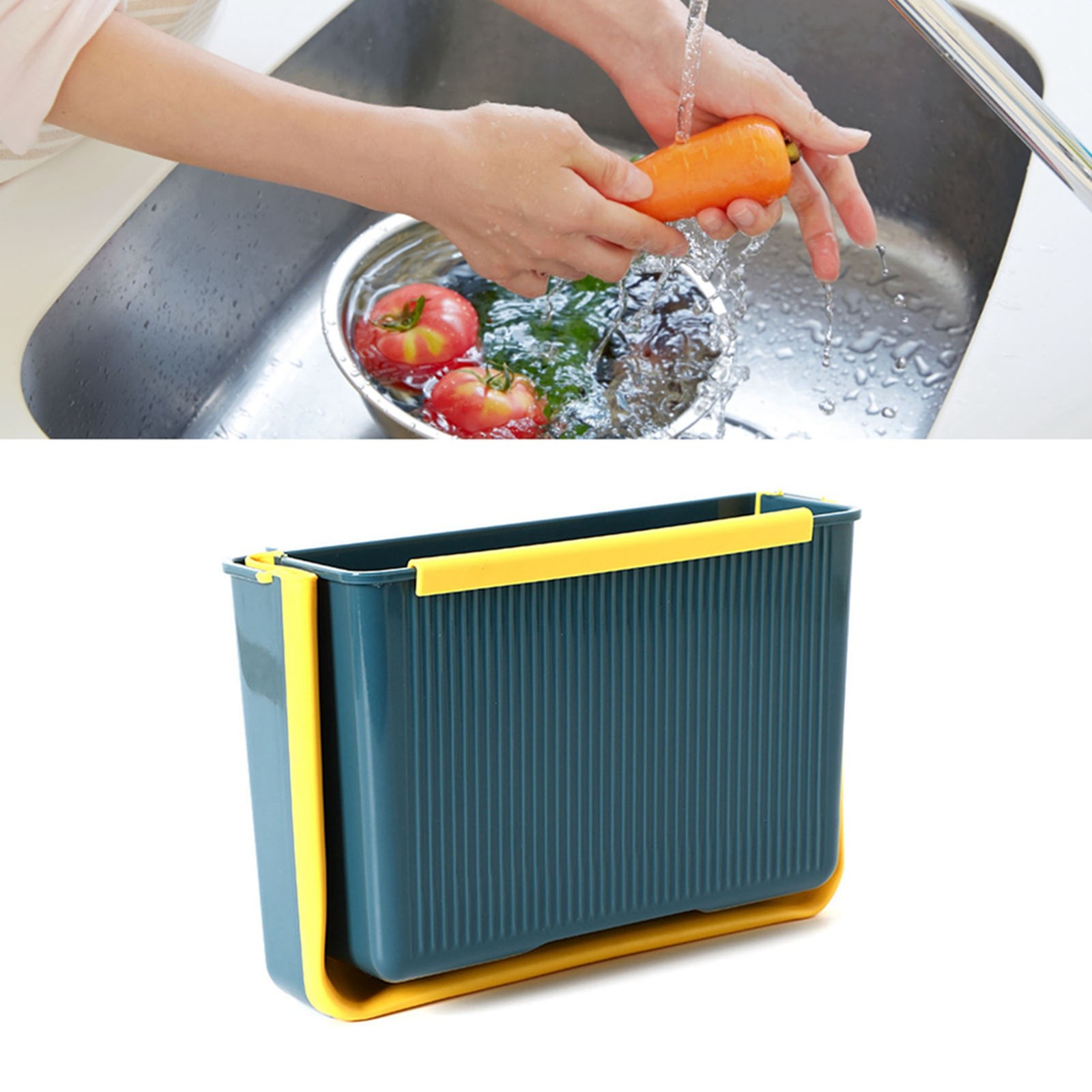 Wall Mounted Folding Trash Bin Strong Load Bearing Large Capacity Kitchen Han