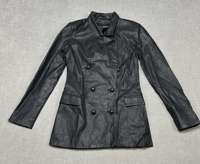 BlankNYC Faux Leather Jacket Womens Sz XS BLACK Double Breasted Classic Modern