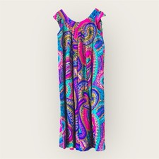 Polynesian Bazaar Vintage Hawaiian Dress Psychedelic Print Large